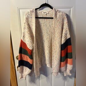 Haptics Open Front Multicolor Sleeves Sweater/Cardigan Oversized Small